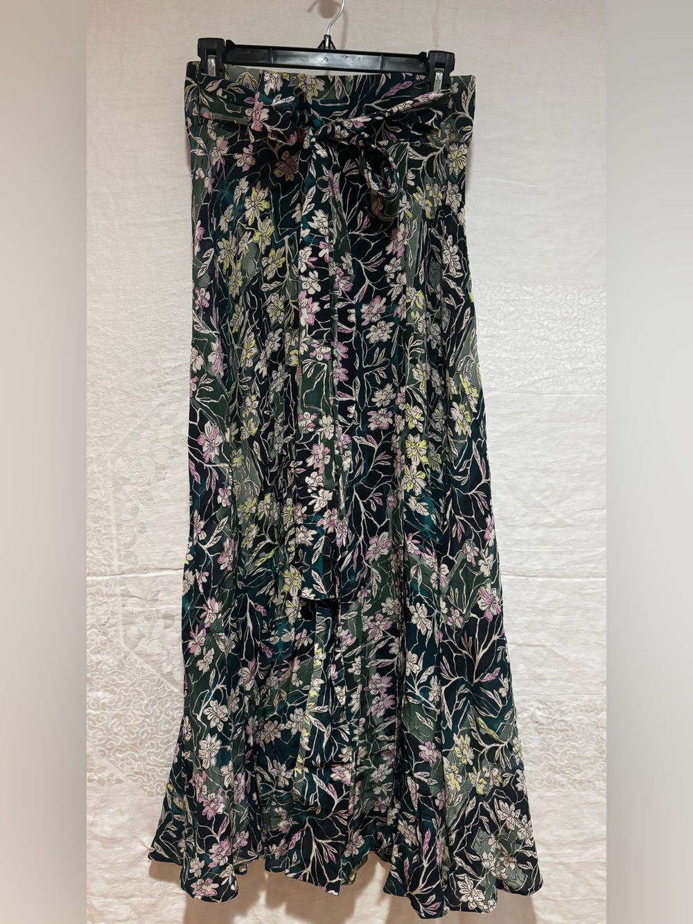 MARIA CHER Floral Viscose Crepe Wrap Maxi Skirt S (Style 06062) NWT